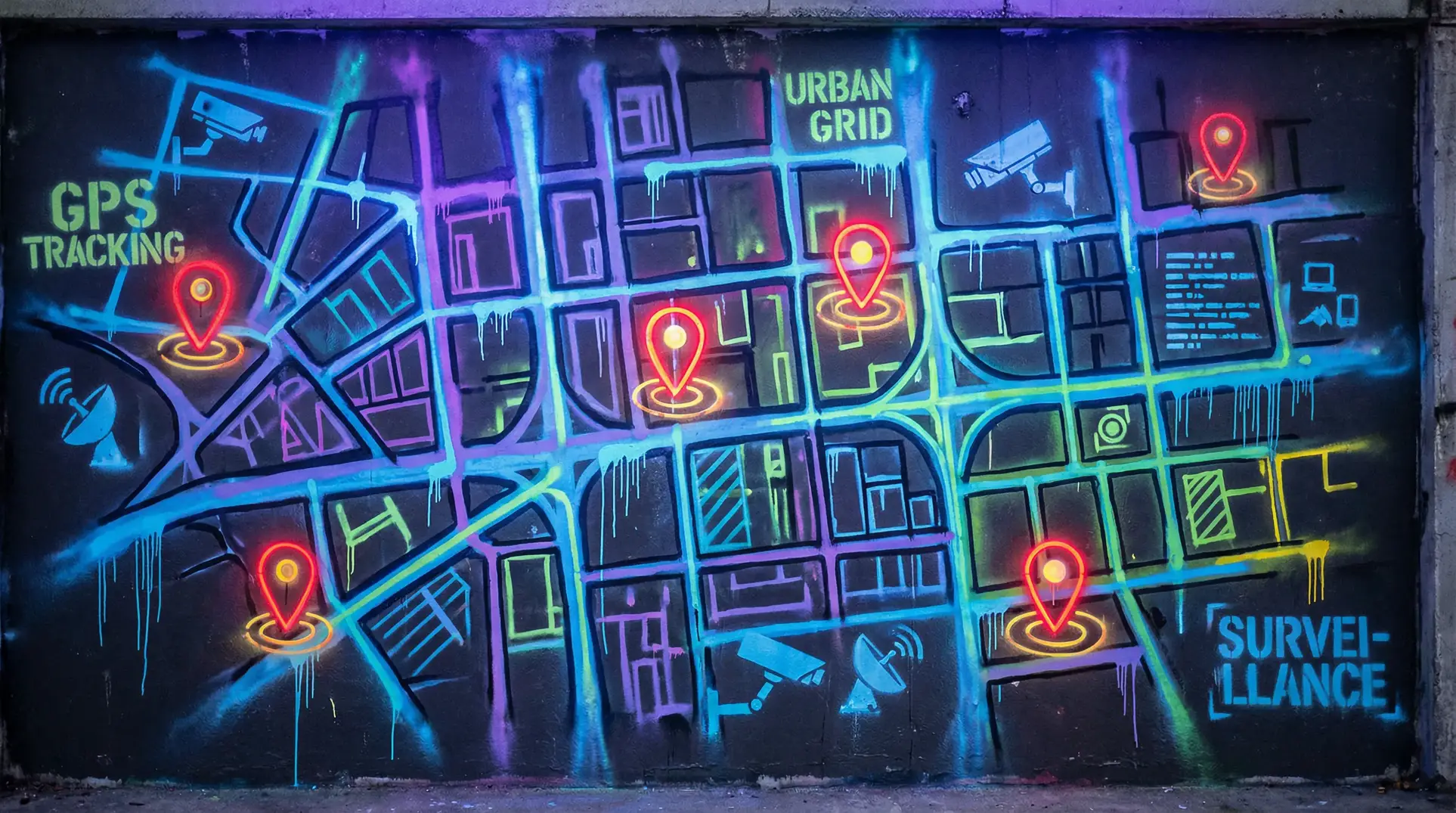 搜狗上市 狗仔追踪地图 - 城市涂鸦风格